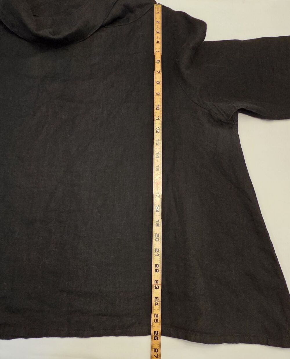 Bryn Walker XL Black 100% Linen Tunic Top Cowl Neck Made in USA Lagenlook Boho - Picture 9 of 9